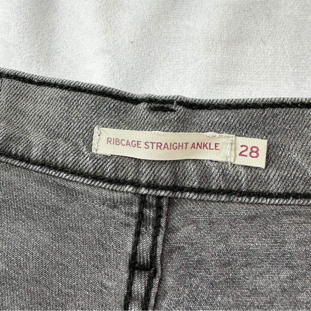 Levi’s Ribcage Straight Ankle Jeans Button Fly Vintage Gray 28 Womens Denim - Picture 2 of 13